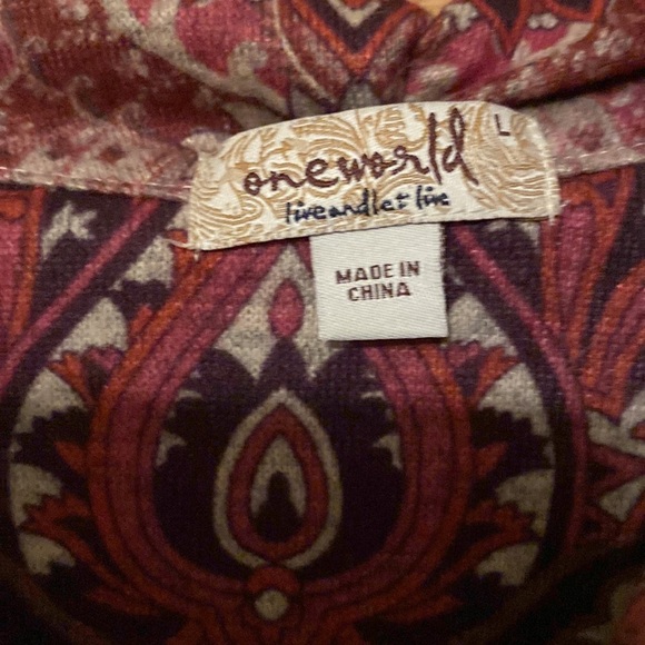 One World 90’s style cowl neck sweater boho poly spandex women’s large - Picture 4 of 10